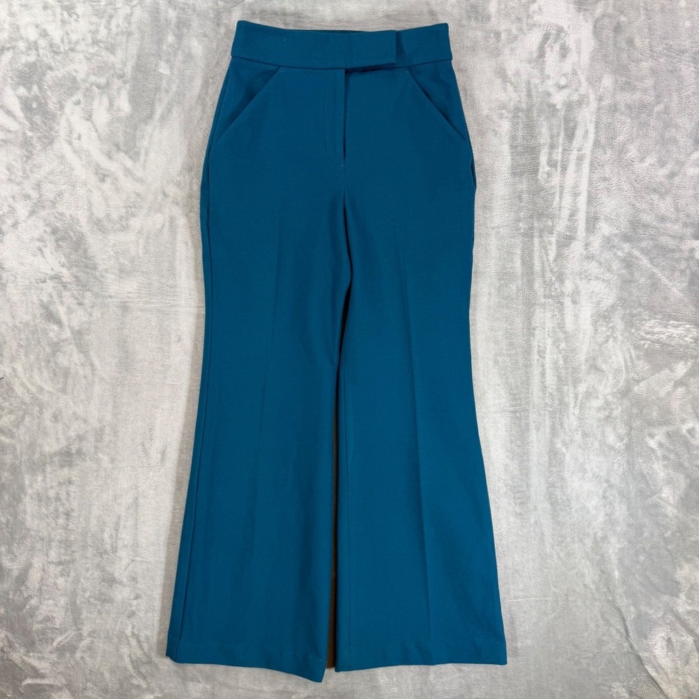 Express Super High Rise Flare Trouser Pants Womens Size 0R Teal Blue